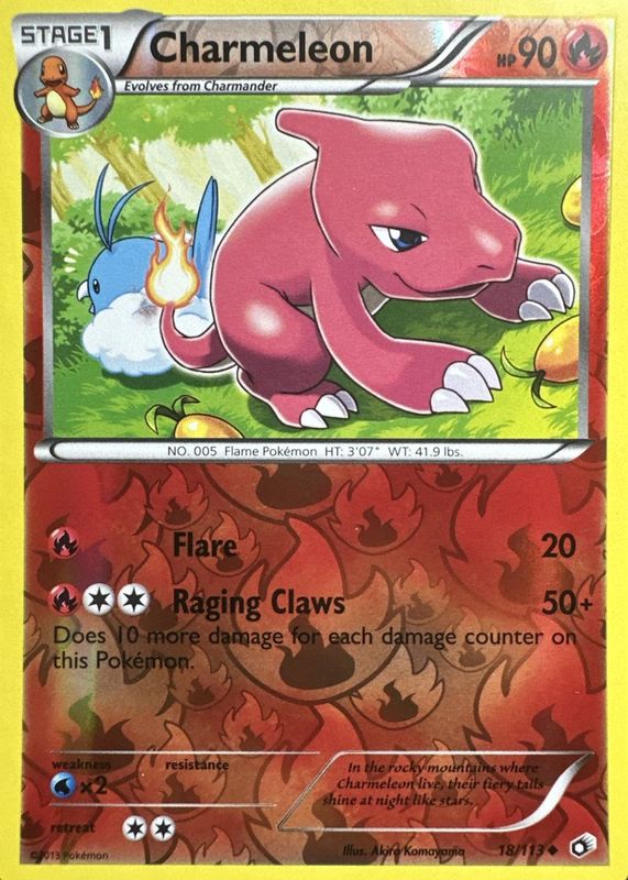Charmeleon 2013 Black & White: Legendary Treasures #018/113 Reverse Holo RAW TCG (NEAR MINT)