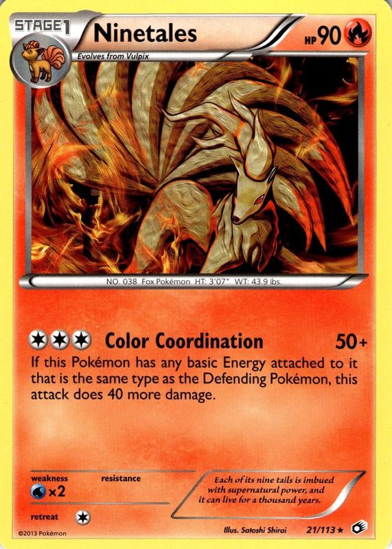 Ninetales 2013 Black & White: Legendary Treasures #021/113 Base RAW TCG (NEAR MINT)
