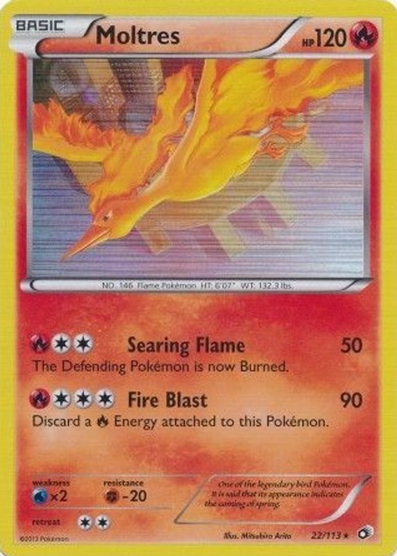 Moltres 2013 Black & White: Legendary Treasures #022/113 Holo RAW TCG (NEAR MINT)
