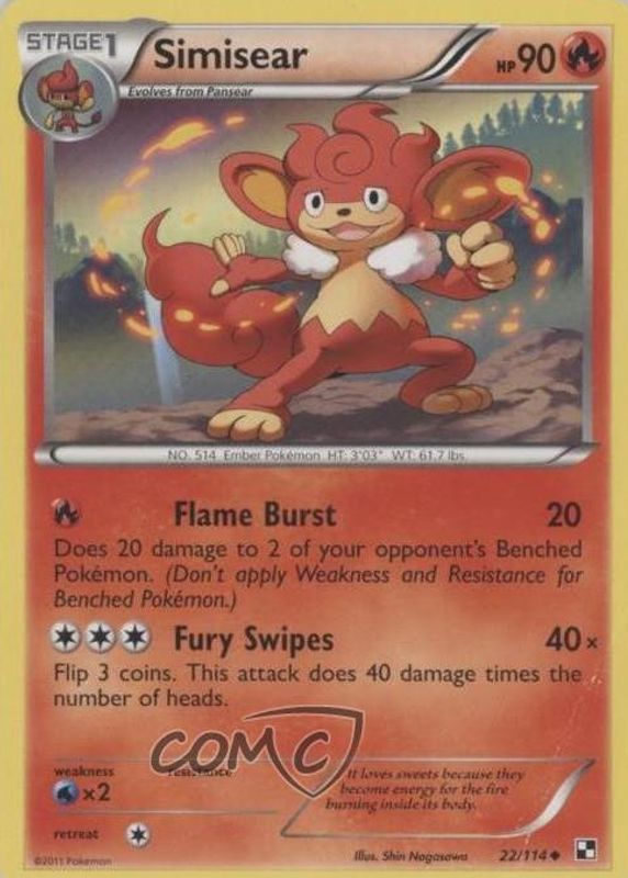Simisear 2011 Black & White #022/114 Base RAW TCG (LIGHTLY PLAYED)