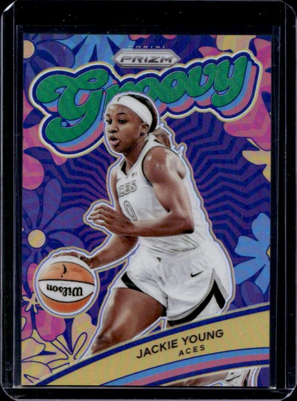 Jackie Young 2024 Prizm WNBA #6 Groovy - Green RAW