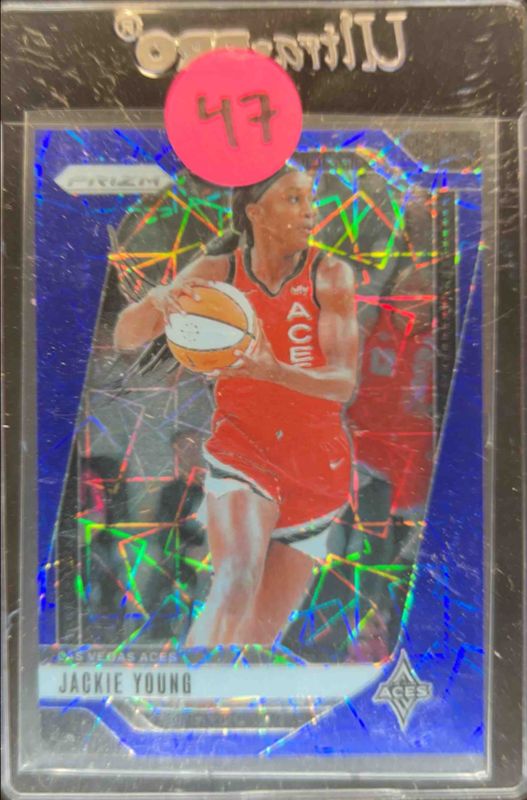 Jackie Young 2024 Prizm WNBA #1 Blue Velocity RAW