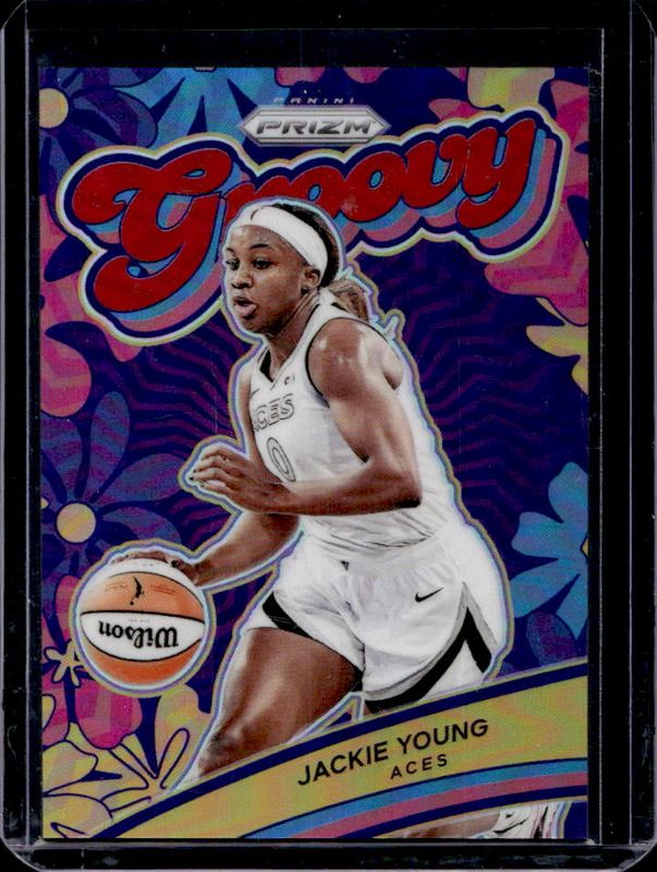 Jackie Young 2024 Prizm WNBA #6 Groovy - Red /99 RAW