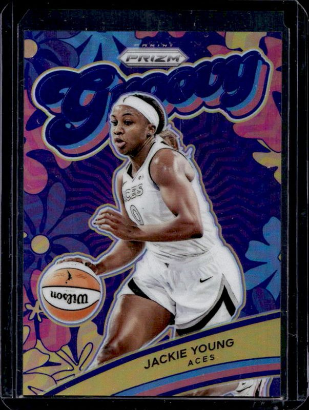 Jackie Young 2024 Prizm WNBA #6 Groovy - Blue /49 RAW