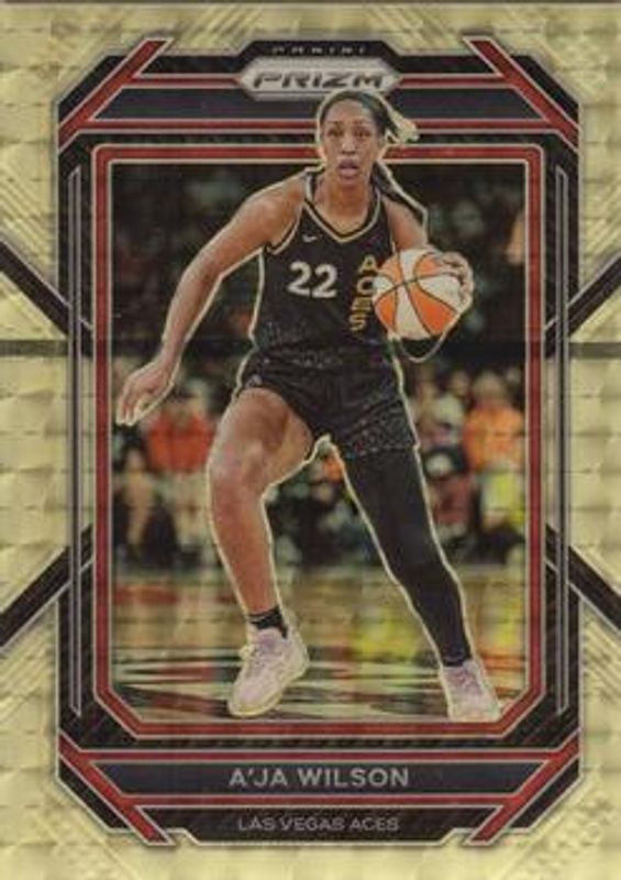 A'ja Wilson 2023 Prizm WNBA #25 Gold Vinyl /1 RAW