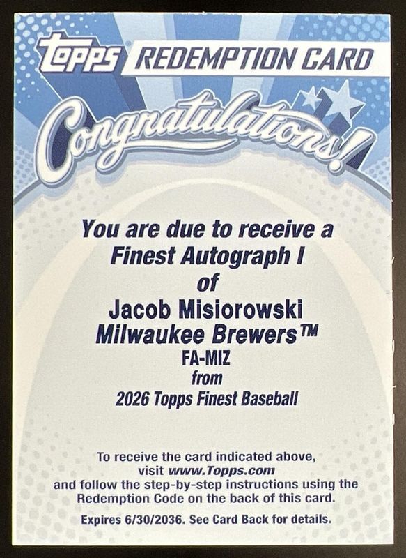 2026 Topps Finest #FA-MIZ Finest Autographs
