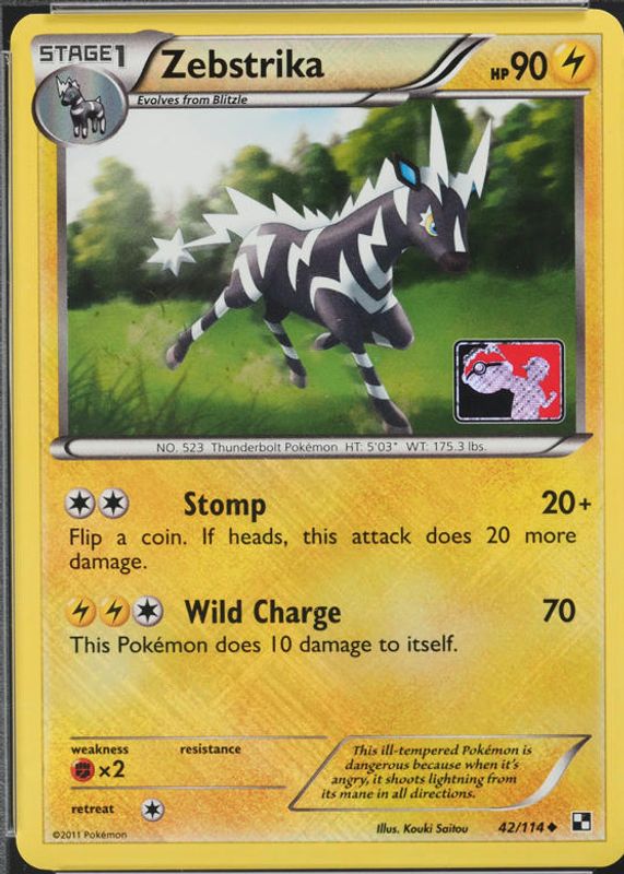 Zebstrika 2011 Black & White #042/114 Promo (League Play) RAW TCG (NEAR MINT)