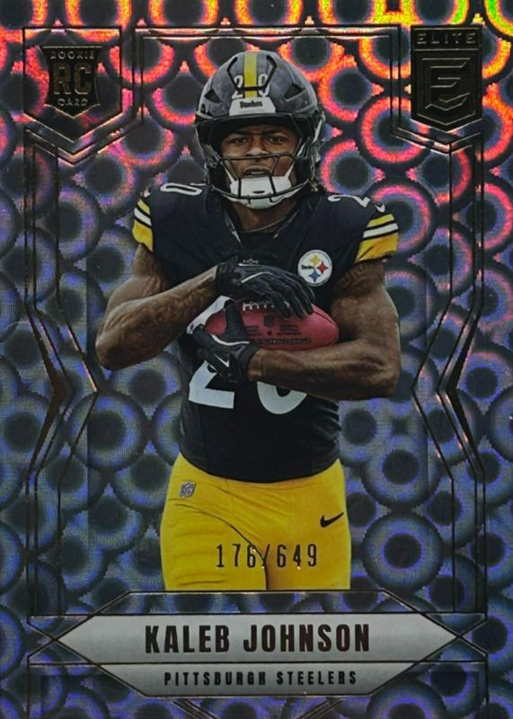Kaleb Johnson 2025 Elite #127 Lavender Pyramids /649 Rookie RAW