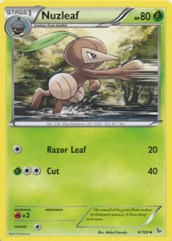 Nuzleaf 2014 XY: Flashfire #006/106 Base RAW TCG (NEAR MINT)