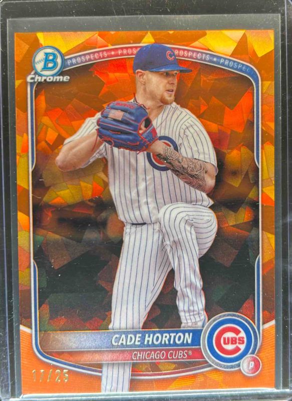 Cade Horton 2025 Bowman Sapphire Edition #BCP-10 Chrome Prospects - Orange Refractor /25 RAW