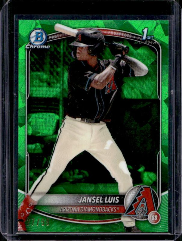 Jansel Luis 2025 Bowman Sapphire Edition #BCP-84 Chrome Prospects - Green Refractor /99 RAW