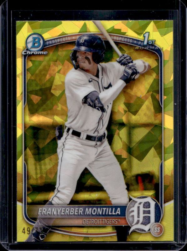 Franyerber Montilla 2025 Bowman Sapphire Edition #BCP-5 Chrome Prospects - Yellow Refractor /75 RAW