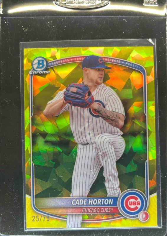 Cade Horton 2025 Bowman Sapphire Edition #BCP-10 Chrome Prospects - Yellow Refractor /75 RAW