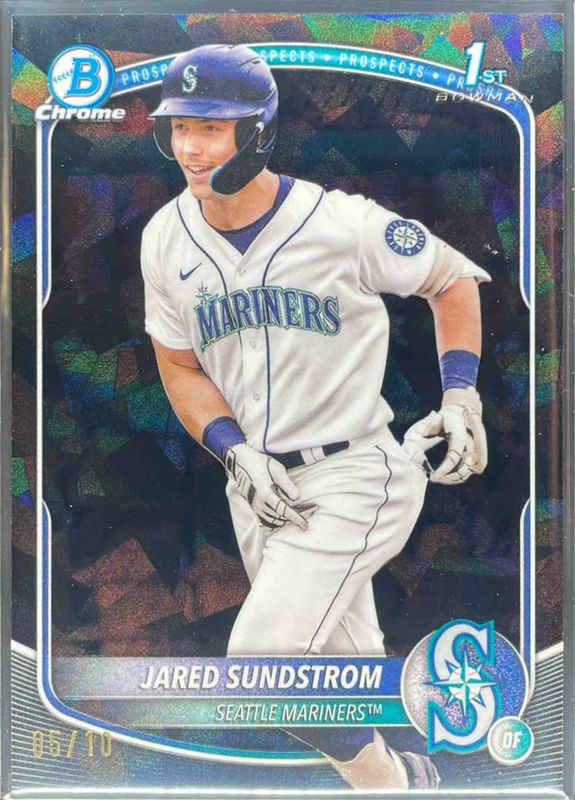 Jared Sundstrom 2025 Bowman Sapphire Edition #BCP-85 Chrome Prospects - Black Sapphire /10 RAW