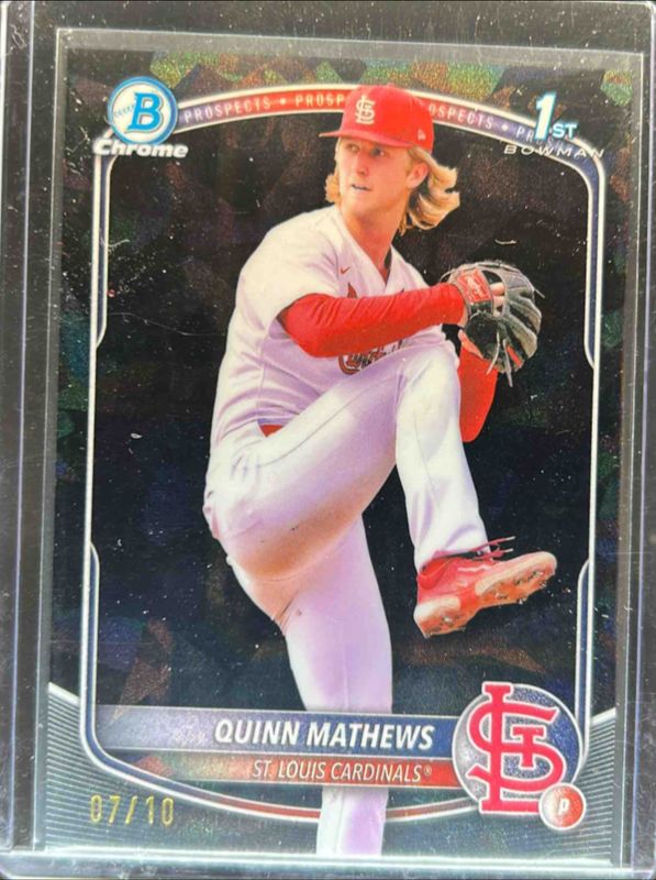 Quinn Mathews 2025 Bowman Sapphire Edition #BCP-25 Chrome Prospects - Black Sapphire /10 RAW