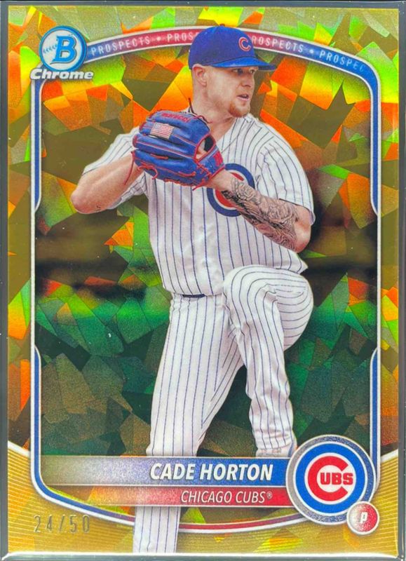 Cade Horton 2025 Bowman Sapphire Edition #BCP-10 Chrome Prospects - Gold Refractor /50 RAW