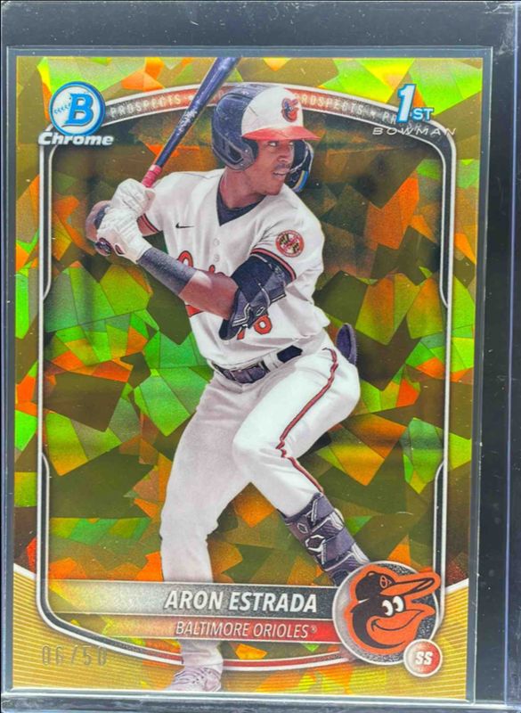 Aron Estrada 2025 Bowman Sapphire Edition #BCP-33 Chrome Prospects - Gold Refractor /50 RAW