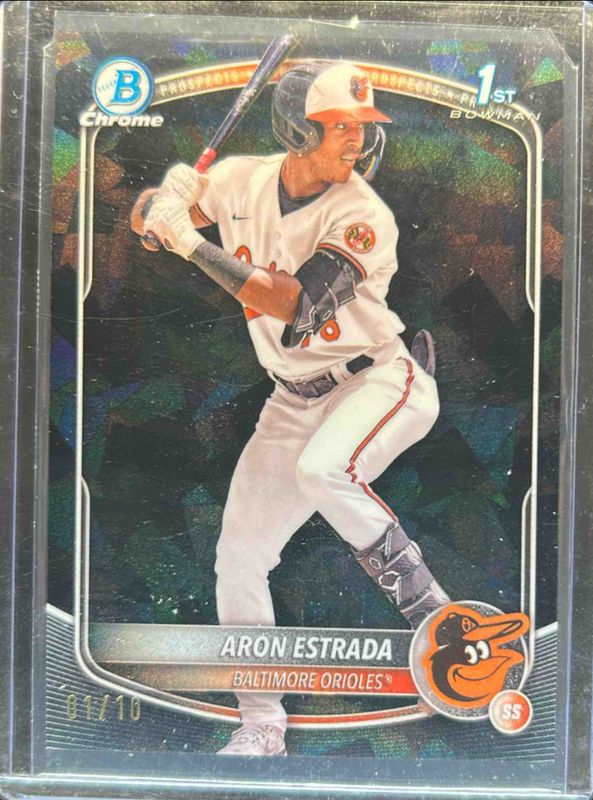Aron Estrada 2025 Bowman Sapphire Edition #BCP-33 Chrome Prospects - Black Sapphire /10 RAW