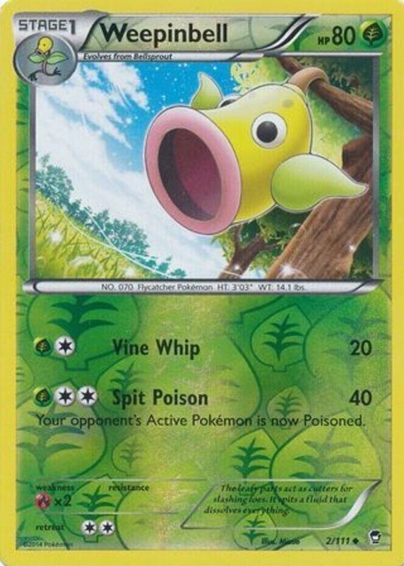 Weepinbell 2014 XY: Furious Fists #002/111 Reverse Holo RAW TCG (NEAR MINT)