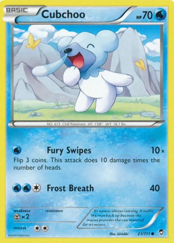 Cubchoo 2014 XY: Furious Fists #021/111 Base RAW TCG (NEAR MINT)