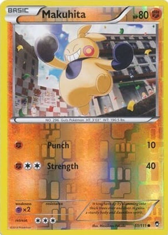 Makuhita 2014 XY: Furious Fists #051/111 Reverse Holo RAW TCG (LIGHTLY PLAYED)
