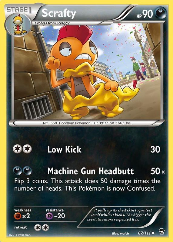 Scrafty 2014 XY: Furious Fists #067/111 Base RAW TCG (LIGHTLY PLAYED)