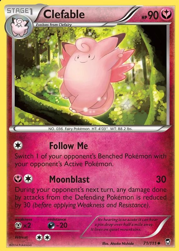 Clefable 2014 XY: Furious Fists #071/111 Reverse Holo RAW TCG (NEAR MINT)