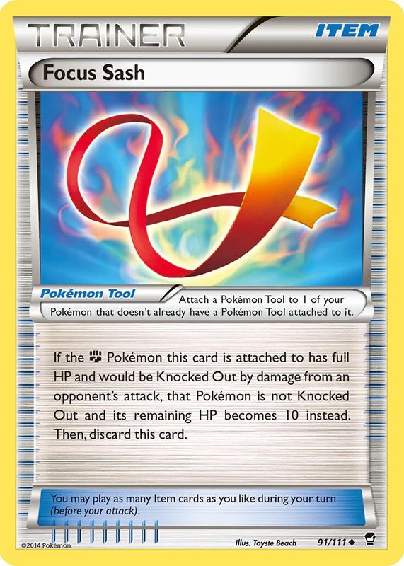 Focus Sash 2014 XY: Furious Fists #091/111 Base RAW TCG (LIGHTLY PLAYED)