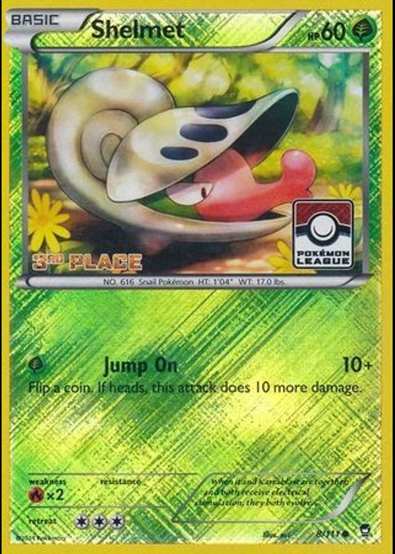 Shelmet 2014 XY: Furious Fists #008/111 Promo (League Play - 3rd Place) RAW TCG (MODERATELY PLAYED)