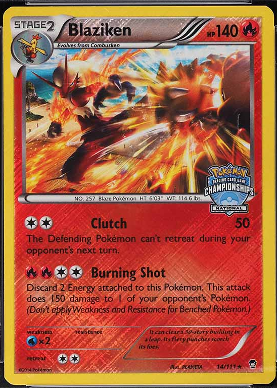 Blaziken 2014 XY: Furious Fists #014/111 Promo (National Championships)  Price Guide - Sports Card Investor