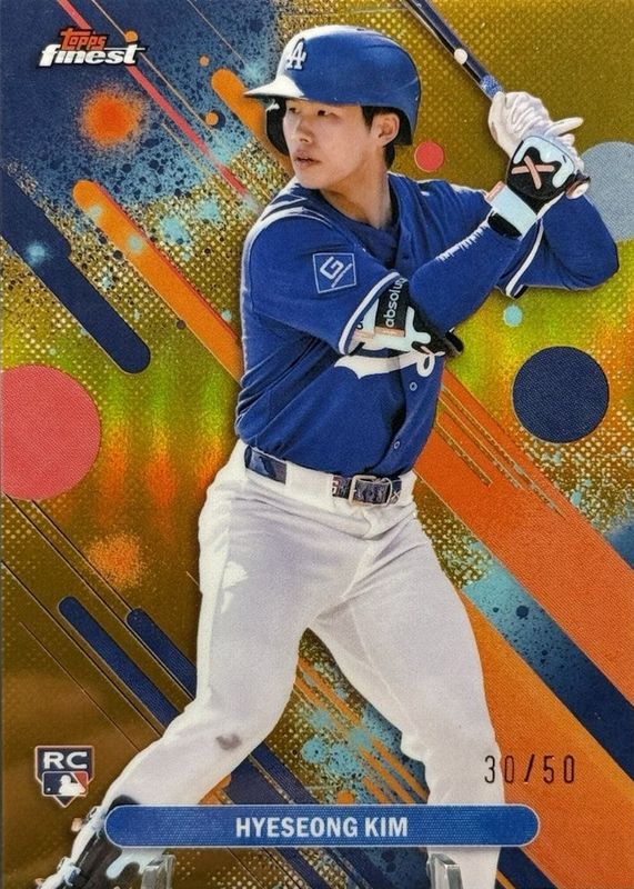 Hyeseong Kim 2025 Topps Finest #27 Common - Gold Refractor /50 Rookie RAW