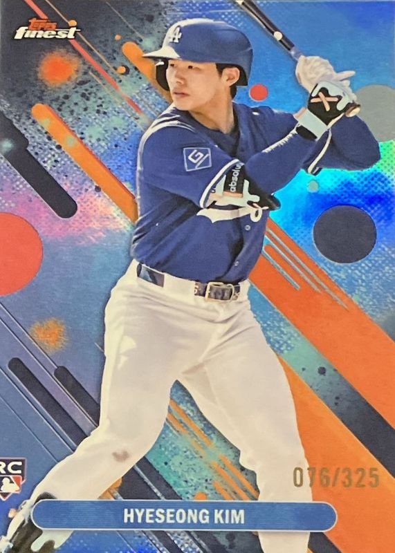 Hyeseong Kim 2025 Topps Finest #27 Common - Sky Blue Refractor /325 Rookie RAW