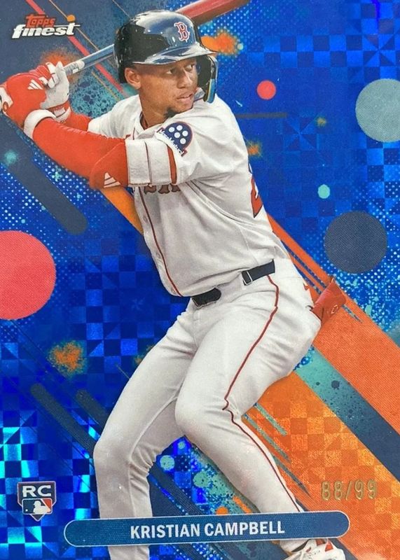 Kristian Campbell 2025 Topps Finest #98 Common - Blue Checkerboard Refractor /99 Rookie RAW