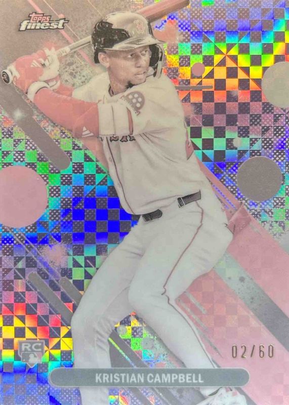 Kristian Campbell 2025 Topps Finest #98 Common - Pearl Checkerboard Refractor /60 Rookie RAW