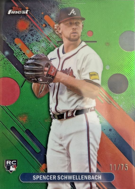 Spencer Schwellenbach 2025 Topps Finest #43 Common - Green Refractor /75 Rookie RAW