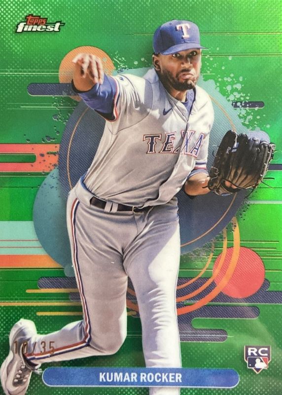 Kumar Rocker 2025 Topps Finest #121 Uncommon - Green Refractor /35 Rookie RAW