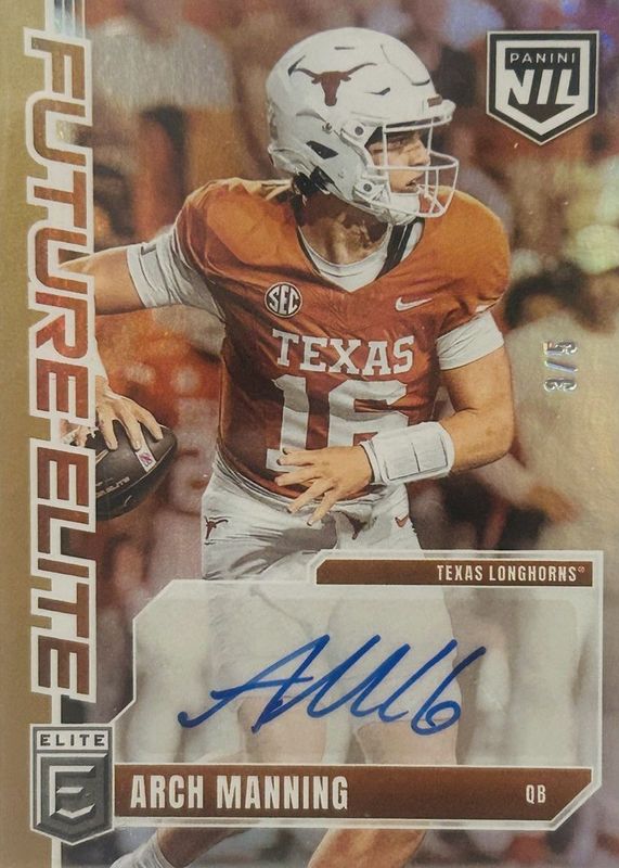 Arch Manning 2025 Elite #FE-AMG Future Elite Autographs - Gold /5 RAW