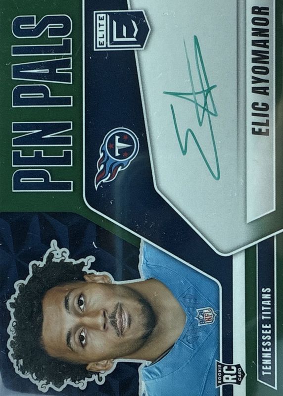 Elic Ayomanor 2025 Elite #PP-EAY Pen Pals - Green Ink Rookie RAW