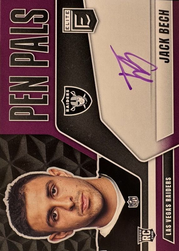 Jack Bech 2025 Elite #PP-JBE Pen Pals - Purple Ink Rookie RAW