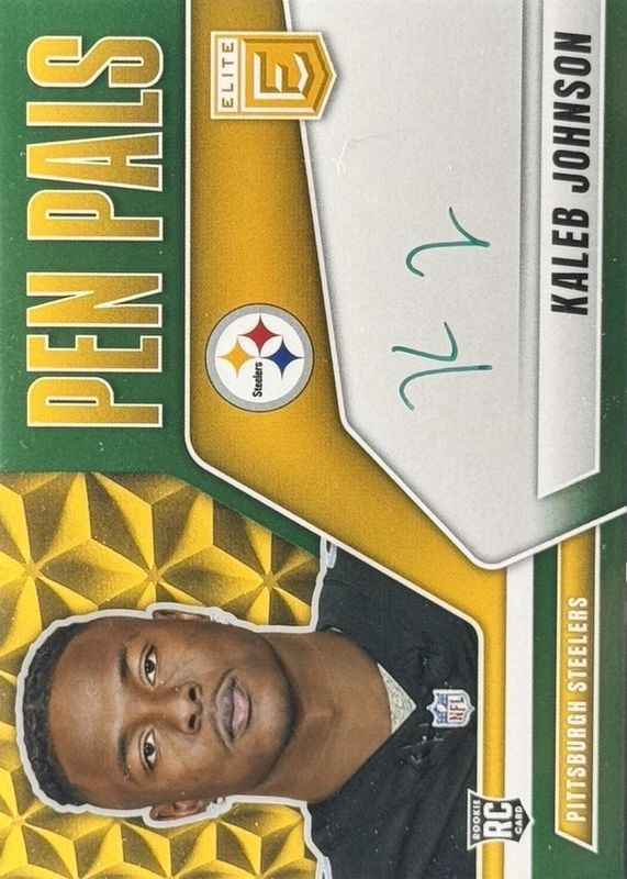 Kaleb Johnson 2025 Elite #PP-KJO Pen Pals - Green Ink Rookie RAW