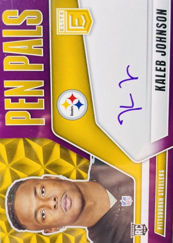 Kaleb Johnson 2025 Elite #PP-KJO Pen Pals - Purple Ink Rookie RAW