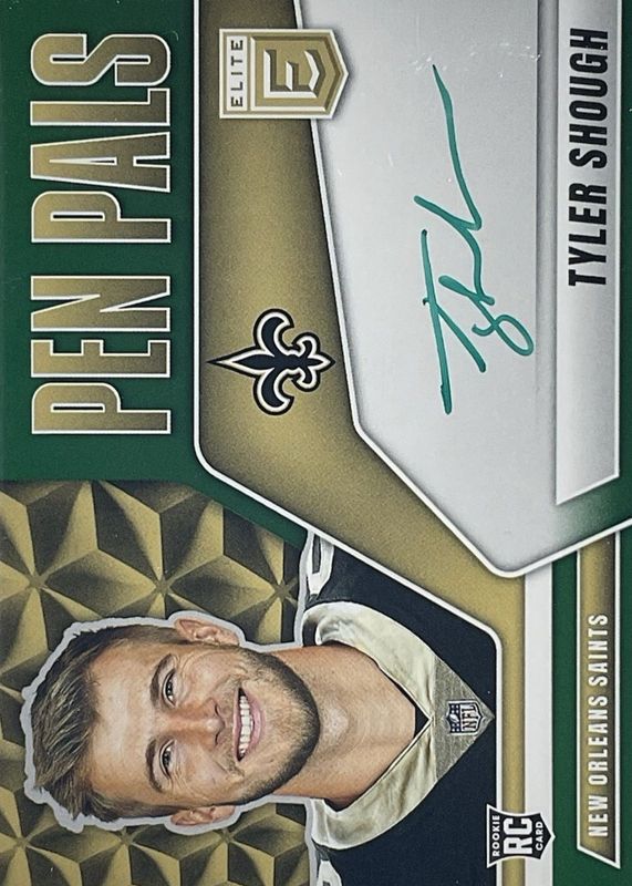 Tyler Shough 2025 Elite #PP-TSH Pen Pals - Green Ink Rookie RAW