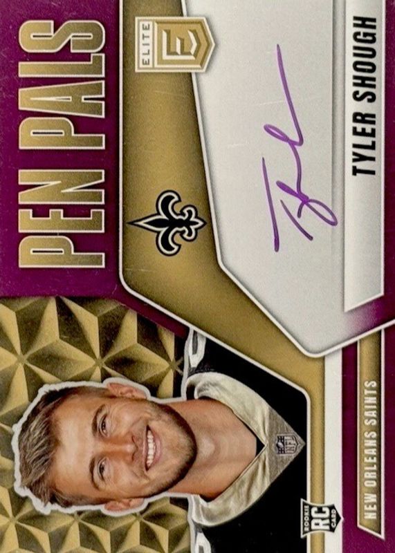Tyler Shough 2025 Elite #PP-TSH Pen Pals - Purple Ink Rookie RAW