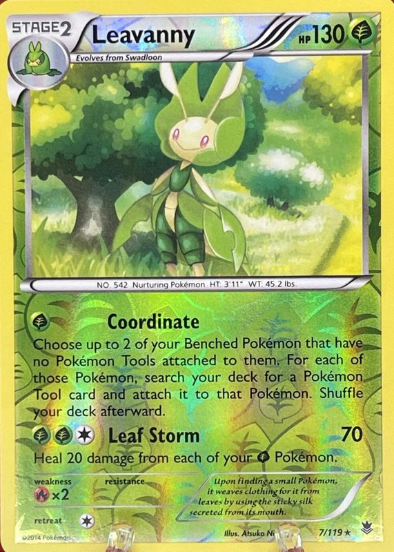 Leavanny 2014 XY: Phantom Forces #007/119 Reverse Holo RAW TCG (NEAR MINT)