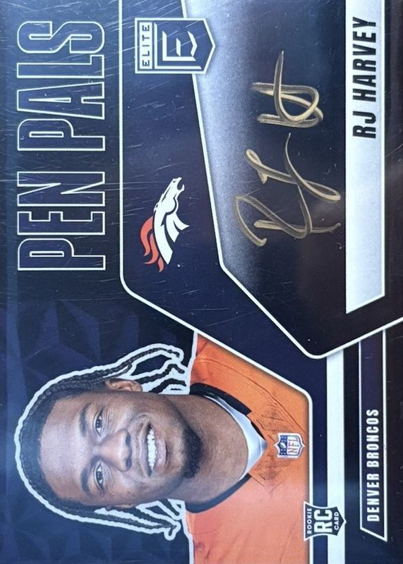 RJ Harvey 2025 Elite #PP-RJH Pen Pals - Black Gold Ink Rookie RAW