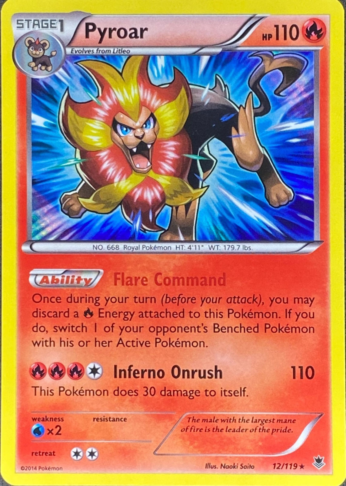 Pyroar 2014 XY: Phantom Forces #012/119 Promo (Burning Winds Theme Deck ...
