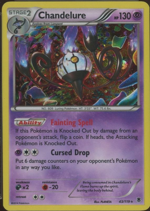 Chandelure 2014 XY: Phantom Forces #043/119 Promo (Cosmos Holo) RAW TCG (MODERATELY PLAYED)