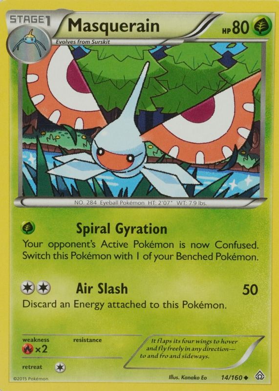 Masquerain 2015 XY: Primal Clash #014/160 Base RAW TCG (NEAR MINT)