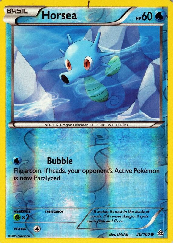 Horsea 2015 XY: Primal Clash #030/160 Reverse Holo RAW TCG (NEAR MINT)
