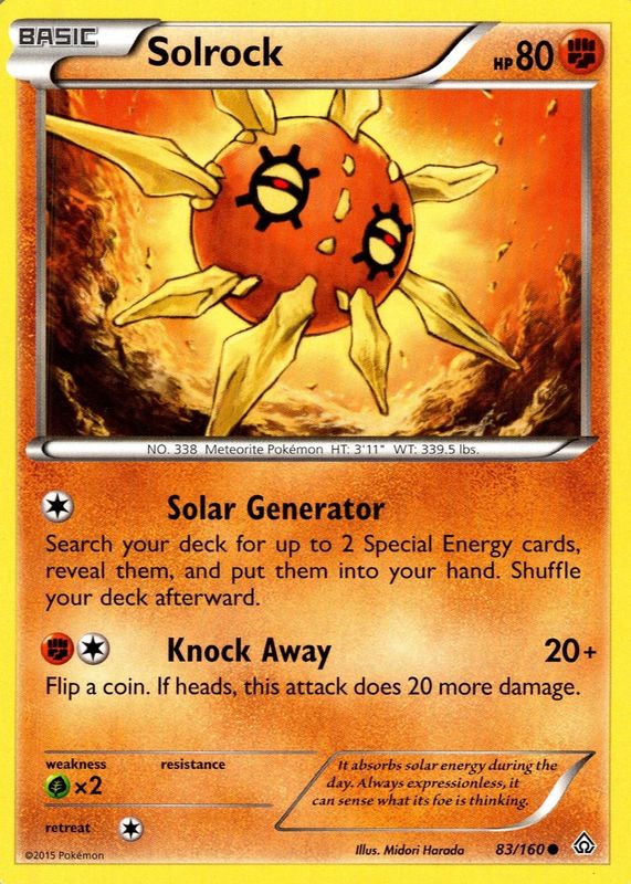 Solrock 2015 XY: Primal Clash #083/160 Base RAW TCG (LIGHTLY PLAYED)